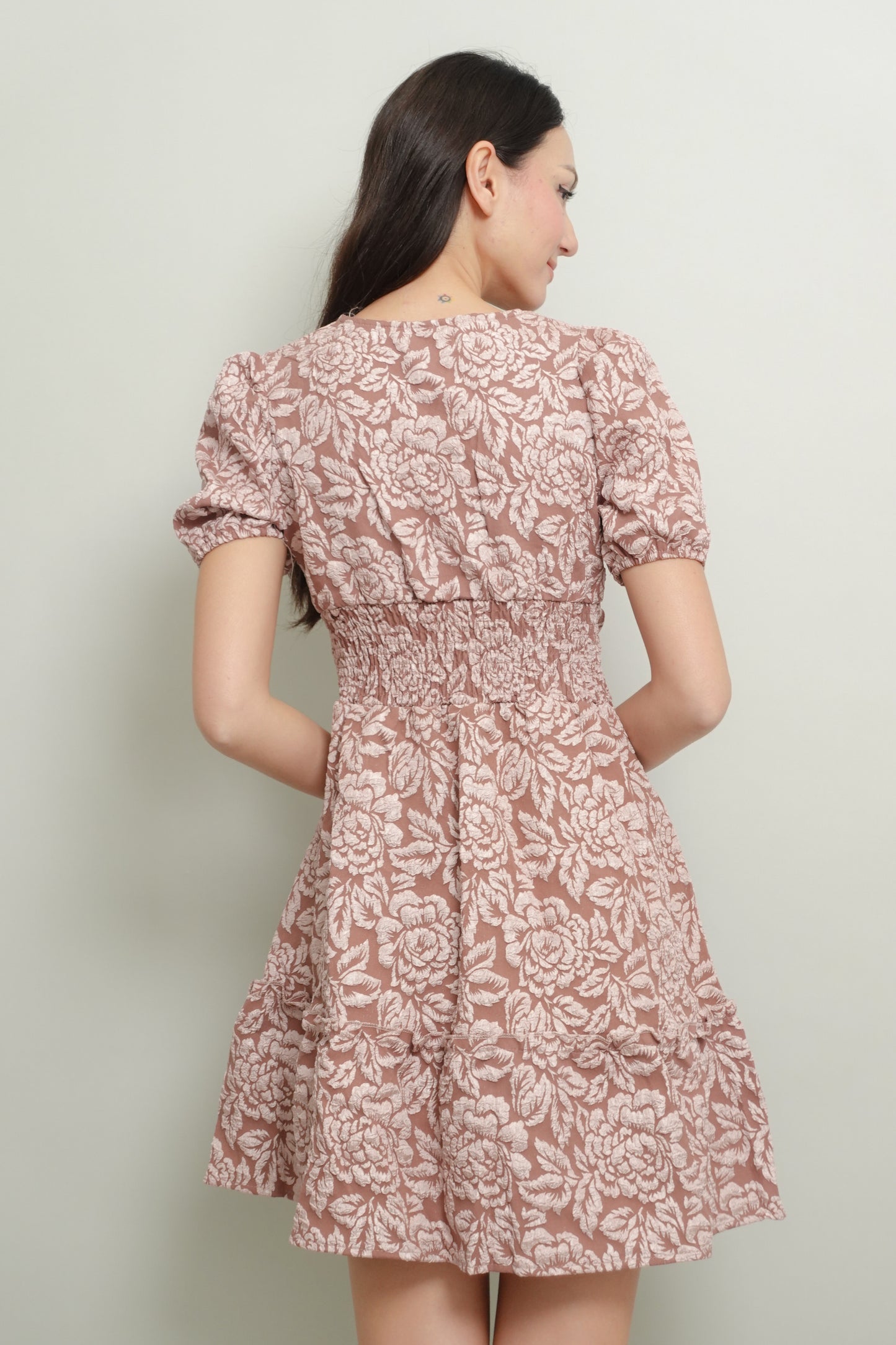 DAWN PUFF SLEEVES DRESS WITH RIBBON