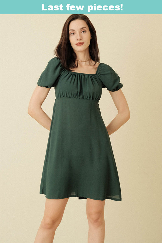 LISA DRESS IN MOSS GREEN