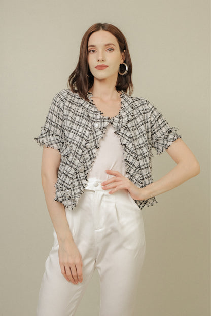 AMANDA TWEED BLAZER IN WHITE