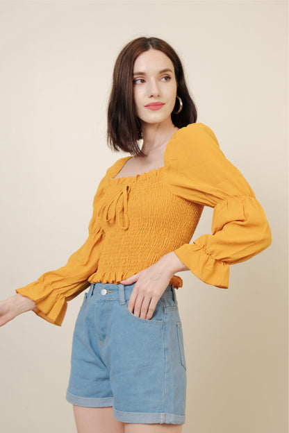 SARAH TOP IN YELLOW MUSTARD