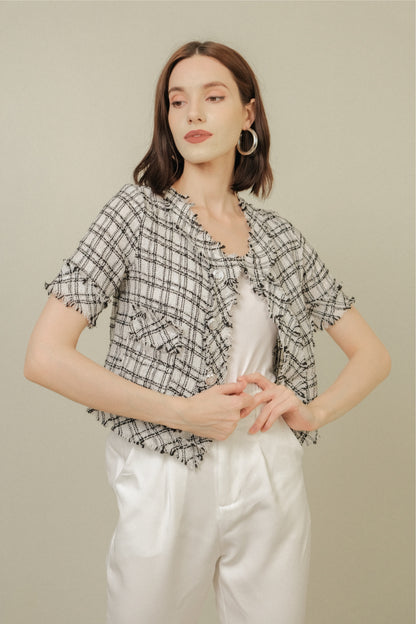 AMANDA TWEED BLAZER IN WHITE