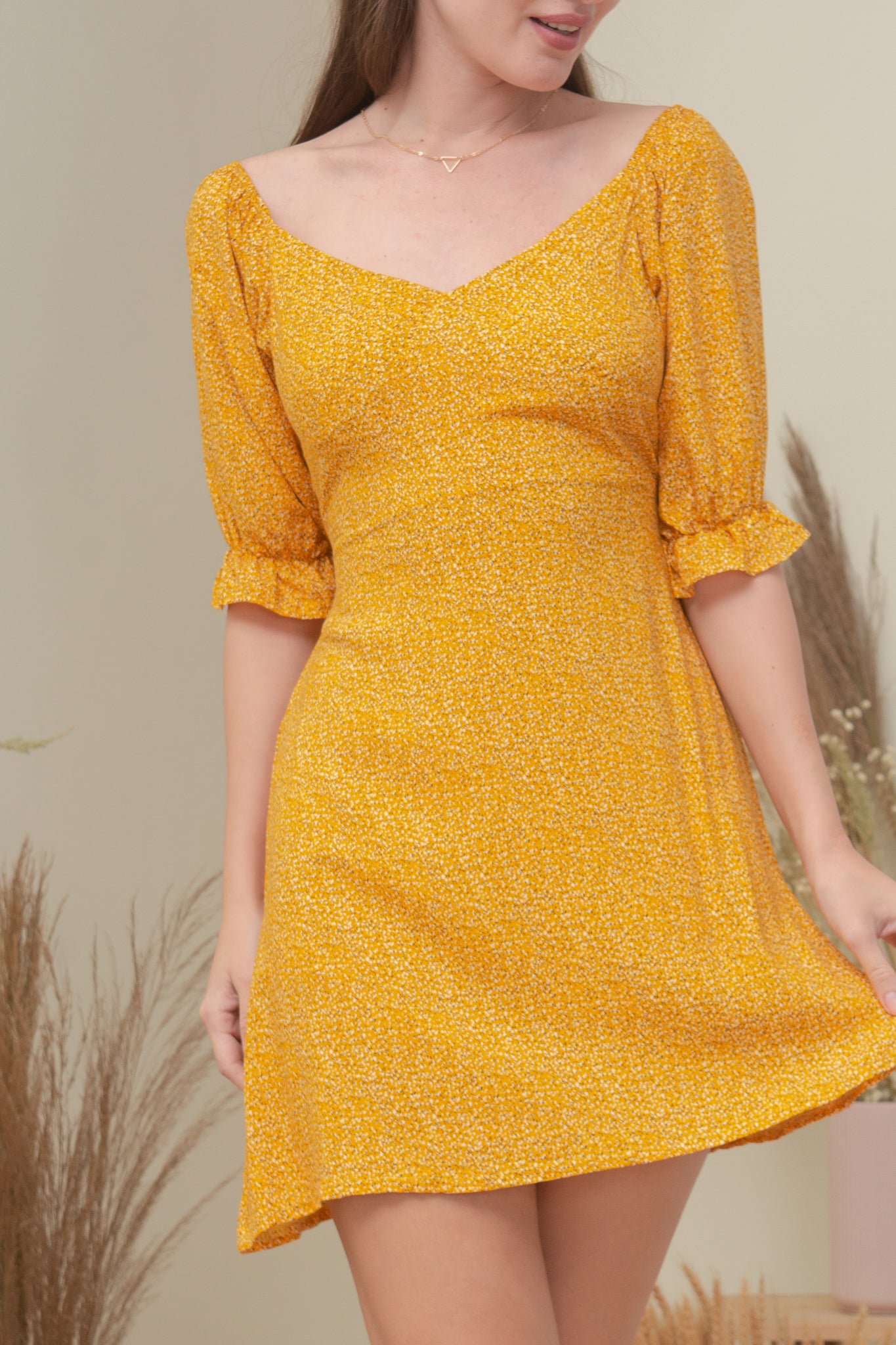 GEORGIA DRESS IN YELLOW MUSTARD