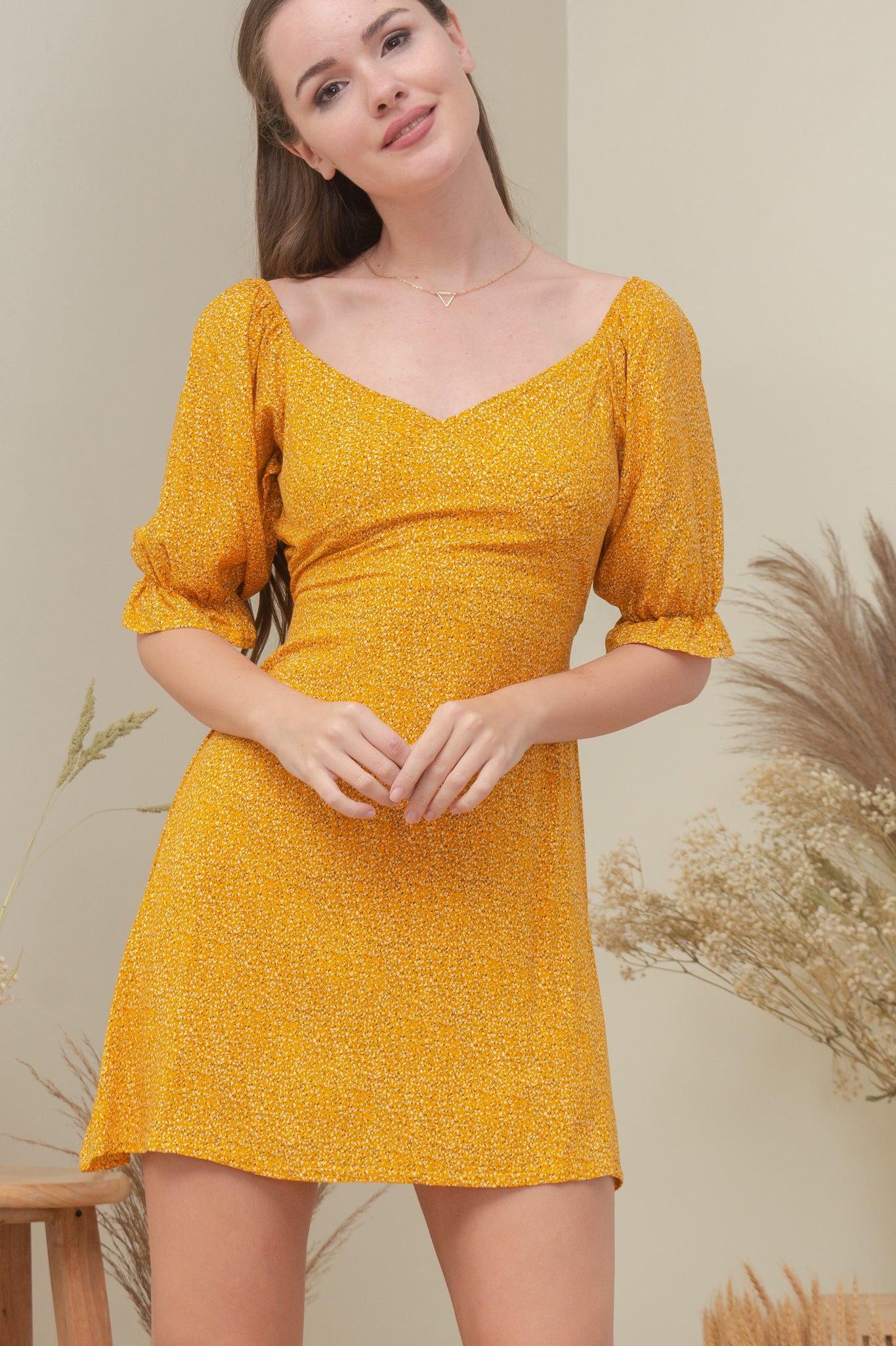 GEORGIA DRESS IN YELLOW MUSTARD