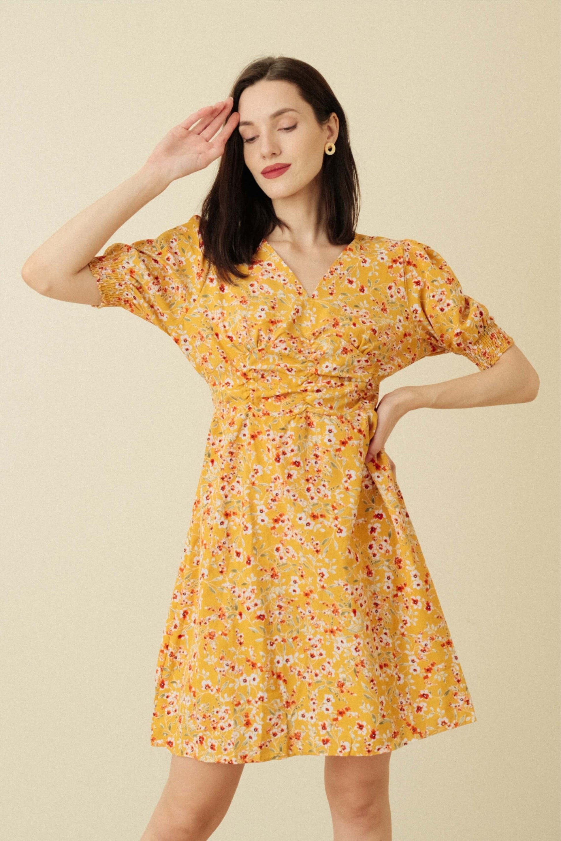 LAYLA DRESS IN MUSTARD – POPCHIC