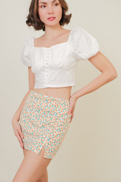 ABIGAIL SKIRT IN WHITE/CORAL