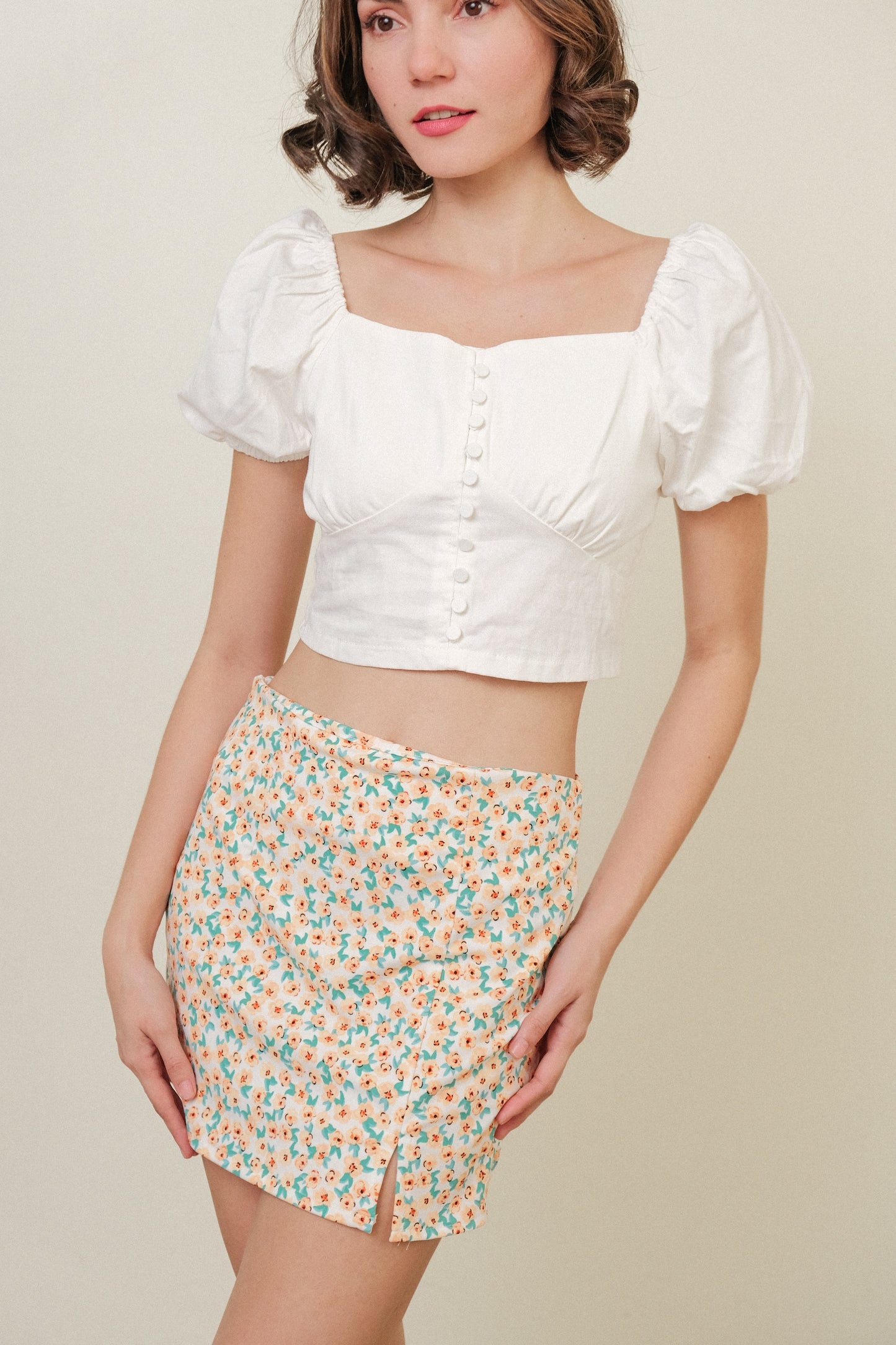 ABIGAIL SKIRT IN WHITE/CORAL