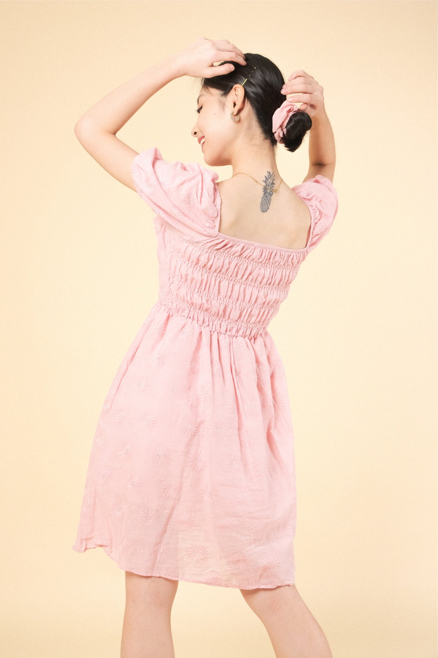PAISLEY DRESS IN BABY PINK
